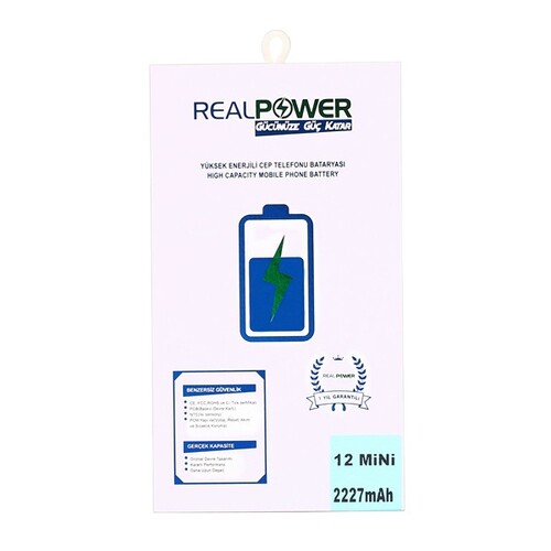 RealPower Apple iPhone 12 Mini Yüksek Kapasiteli Batarya Pil 2227mah - Thumbnail