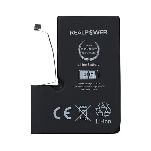 RealPower Apple iPhone 12 Pro Max Yüksek Kapasiteli Batarya Pil 3687mah - Thumbnail