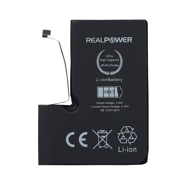 RealPower Apple iPhone 12 Pro Max Yüksek Kapasiteli Batarya Pil 3687mah