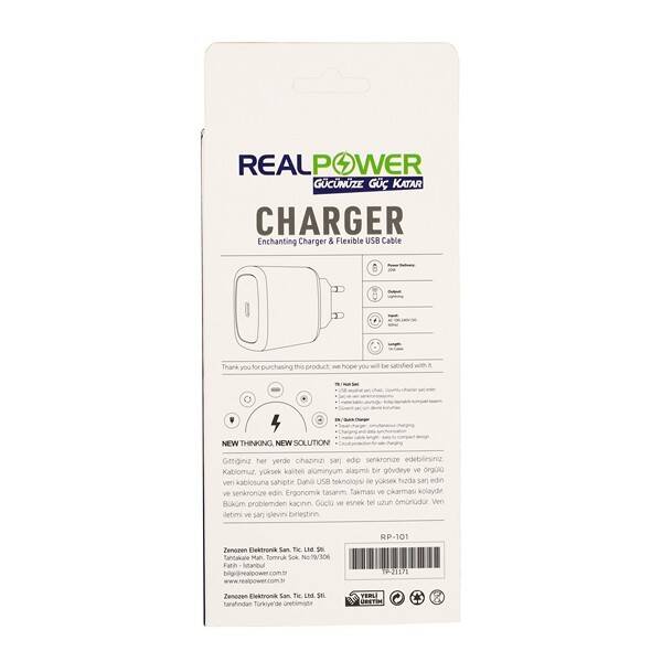RealPower Apple iPhone 20 W Usb-c Güç Adaptörü Şarj Cihazı Ve Kablo Seti