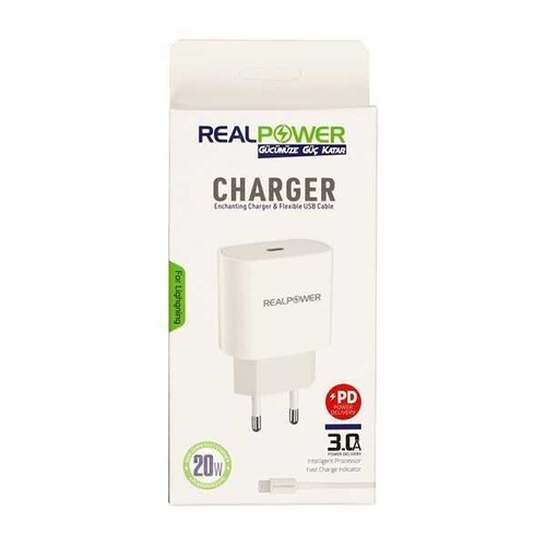RealPower Apple iPhone 20 W Usb-c Güç Adaptörü Şarj Cihazı Ve Kablo Seti - Thumbnail
