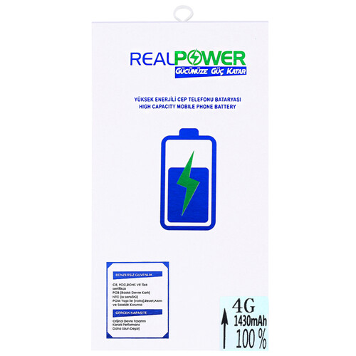 RealPower Apple iPhone 4 Yüksek Kapasiteli Batarya Pil 1430mah - Thumbnail
