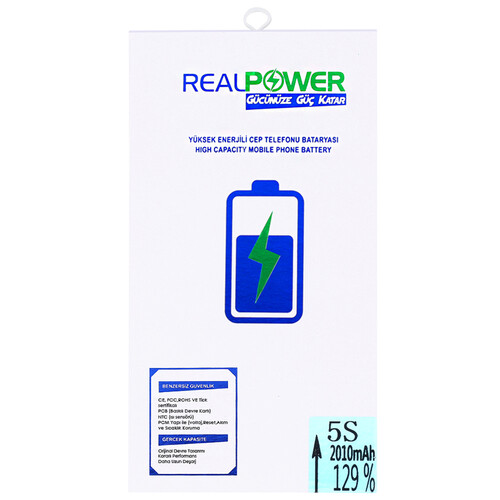 RealPower Apple iPhone 5s Yüksek Kapasiteli Batarya Pil 2010mah - Thumbnail