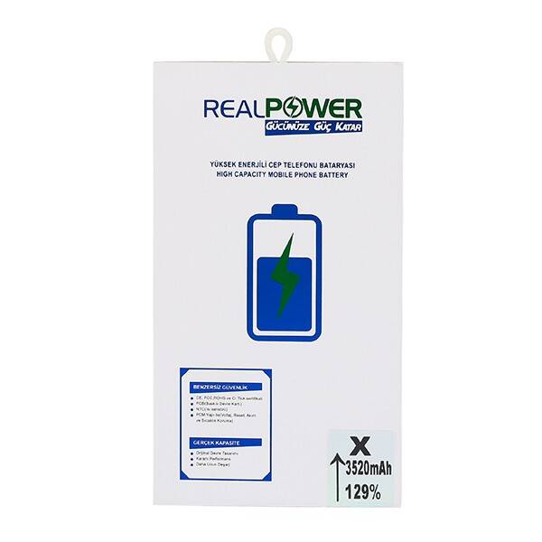 RealPower Apple iPhone X Yüksek Kapasiteli Batarya Pil 3520mah