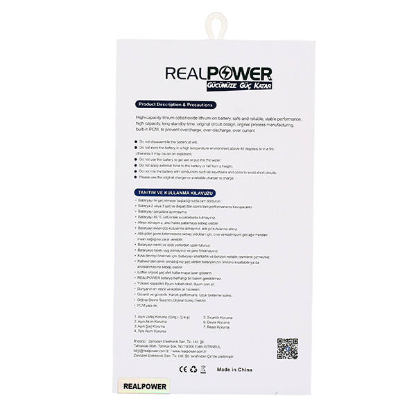 RealPower Apple iPod Touch 7 Yüksek Kapasiteli Batarya Pil A2178