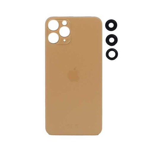 Apple Uyumlu iPhone 11 Pro Max Arka Kapak Kamera Lensli Gold - Thumbnail