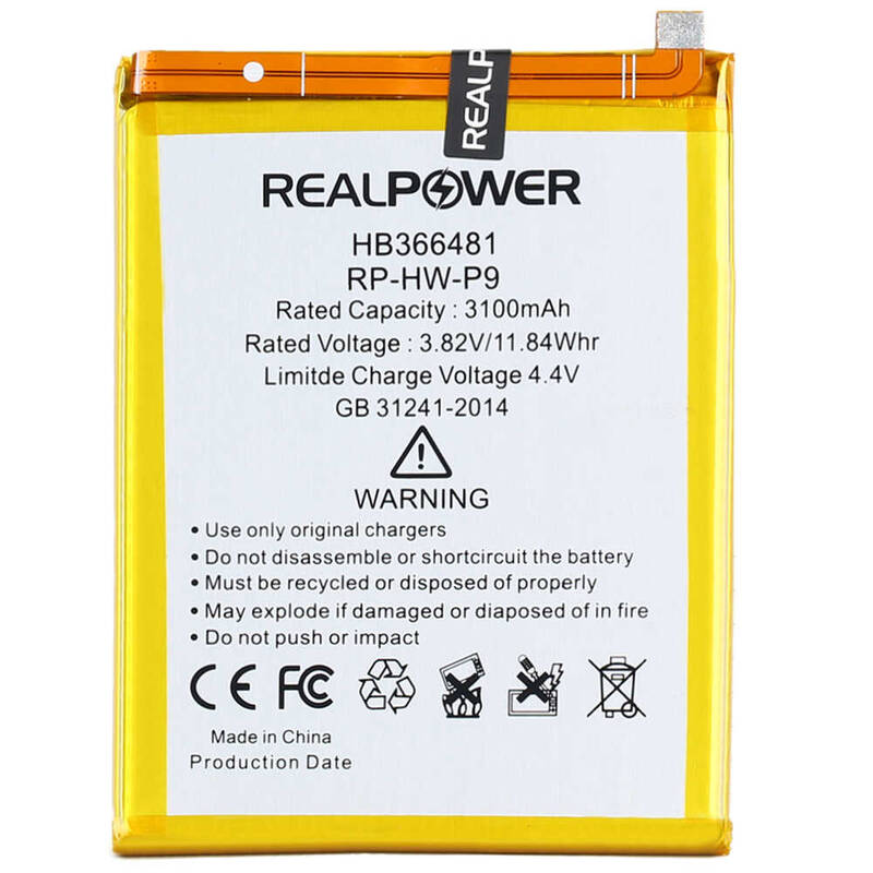 RealPower Huawei P9 Yüksek Kapasiteli Batarya Pil 3100mah