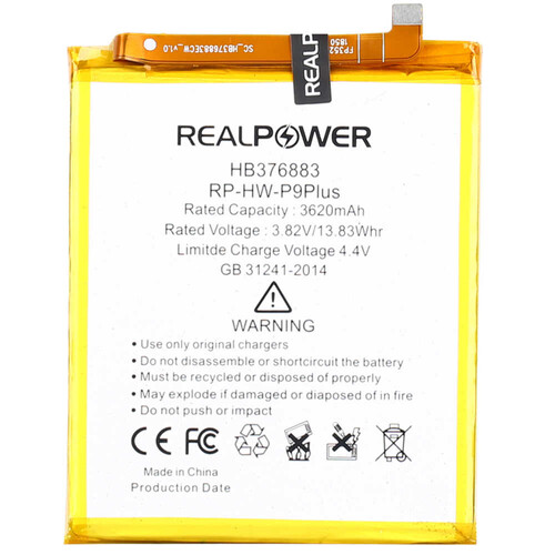 RealPower Huawei P9 Plus Yüksek Kapasiteli Batarya Pil 3620mah - Thumbnail