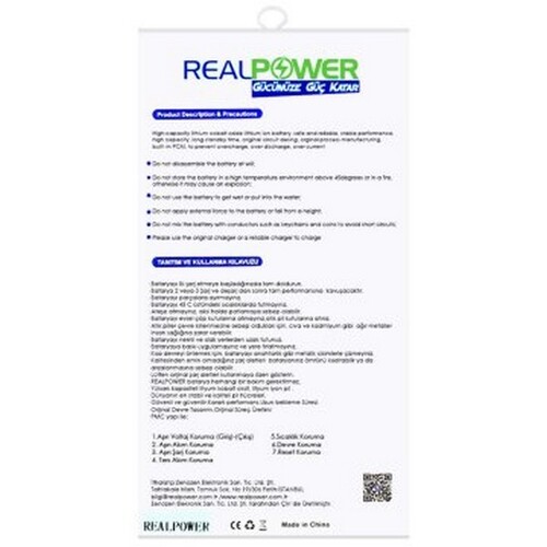 RealPower Huawei Y5 Lite 2018 Yüksek Kapasiteli Batarya Pil 3120mah - Thumbnail