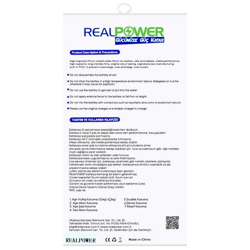 RealPower Huawei Y6 2018 Yüksek Kapasiteli Batarya Pil 3100mah - Thumbnail
