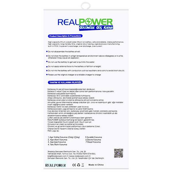 RealPower Huawei Y6 2018 Yüksek Kapasiteli Batarya Pil 3100mah