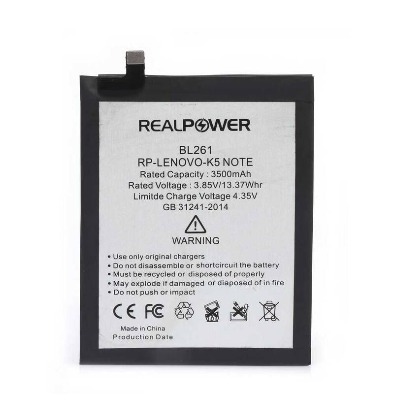 RealPower Lenovo K5 Note A7020 Yüksek Kapasiteli Batarya Pil