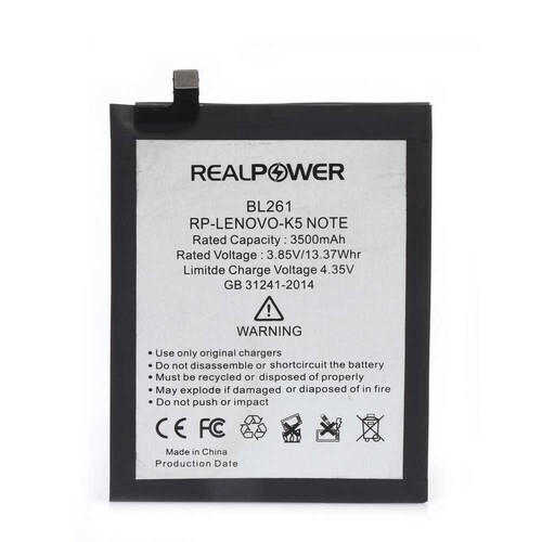 RealPower Lenovo K5 Note A7020 Yüksek Kapasiteli Batarya Pil - Thumbnail