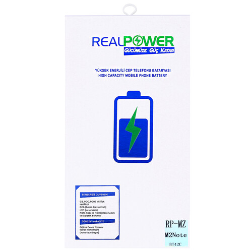 RealPower Meizu M2 Note Note 2 Yüksek Kapasiteli Batarya Pil 3350mah - Thumbnail