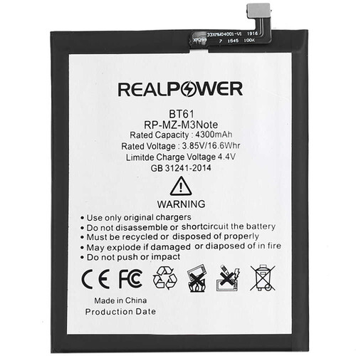 RealPower Meizu M3 Note Note 3 Yüksek Kapasiteli Batarya Pil 4300mah - Thumbnail