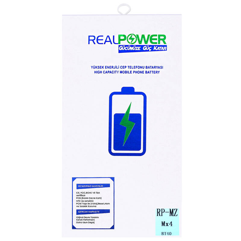 RealPower Meizu Mx4 Yüksek Kapasiteli Batarya Pil 3200mah