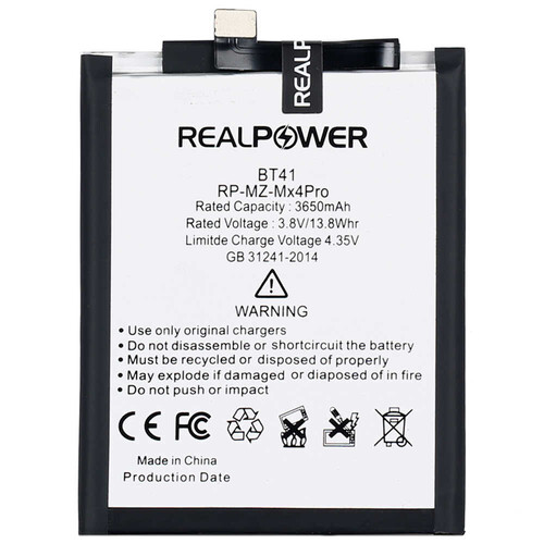 RealPower Meizu Mx4 Pro Yüksek Kapasiteli Batarya Pil 3650mah - Thumbnail