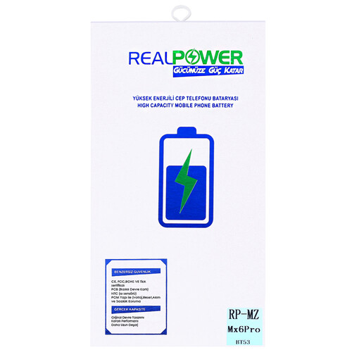 RealPower Meizu Mx6 Pro Yüksek Kapasiteli Batarya Pil 3200mah - Thumbnail