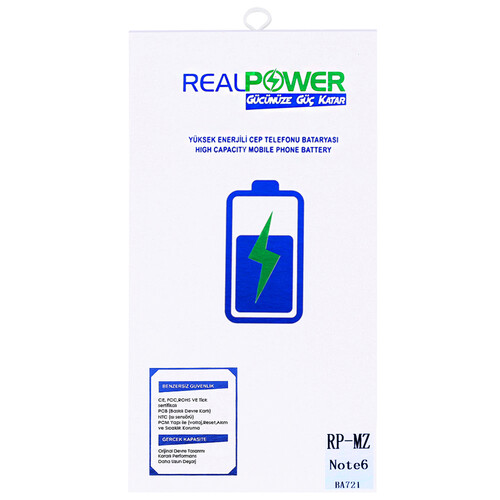 RealPower Meizu Note 6 Yüksek Kapasiteli Batarya Pil 4220mah - Thumbnail