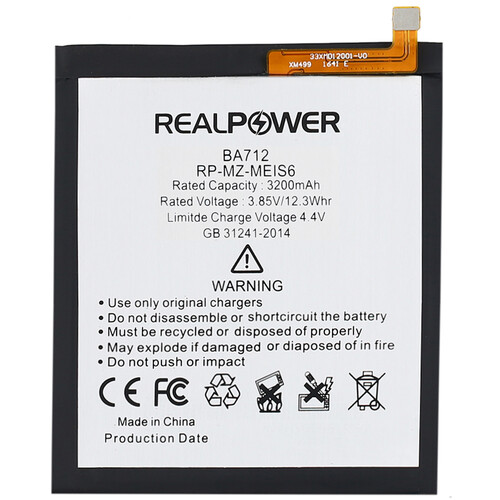 RealPower Meizu S6 Yüksek Kapasiteli Batarya Pil 3200mah - Thumbnail
