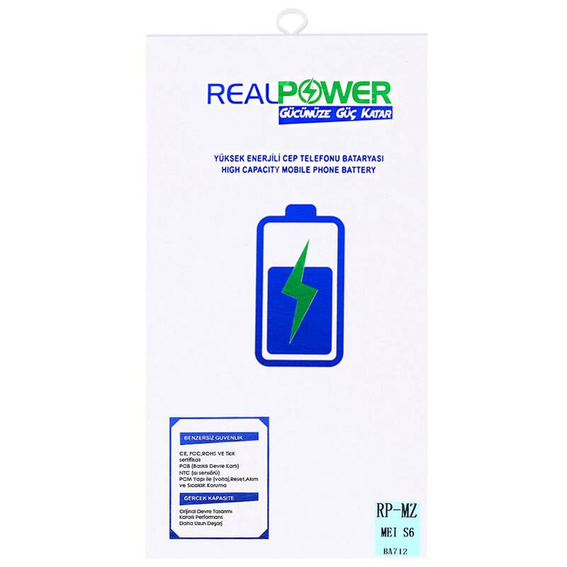 RealPower Meizu S6 Yüksek Kapasiteli Batarya Pil 3200mah