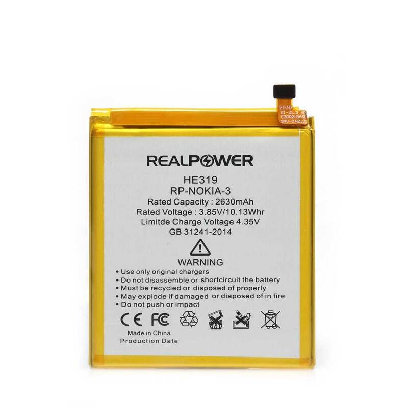 RealPower Nokia 3 Yüksek Kapasiteli Batarya Pil 2630mah