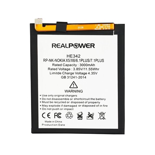 RealPower Nokia 5.1 Plus Yüksek Kapasiteli Batarya Pil 3000mah - Thumbnail