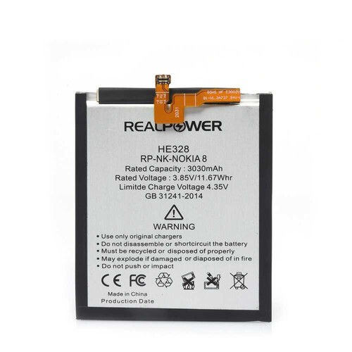 RealPower Nokia 8 Yüksek Kapasiteli Batarya Pil 3030mah - Thumbnail