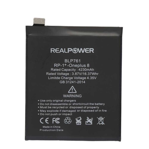 RealPower One Plus 8 Blp761 Yüksek Kapasiteli Batarya Pil - Thumbnail