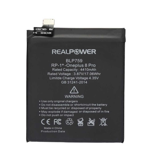 RealPower One Plus 8 Pro Blp759 Yüksek Kapasiteli Batarya Pil - Thumbnail