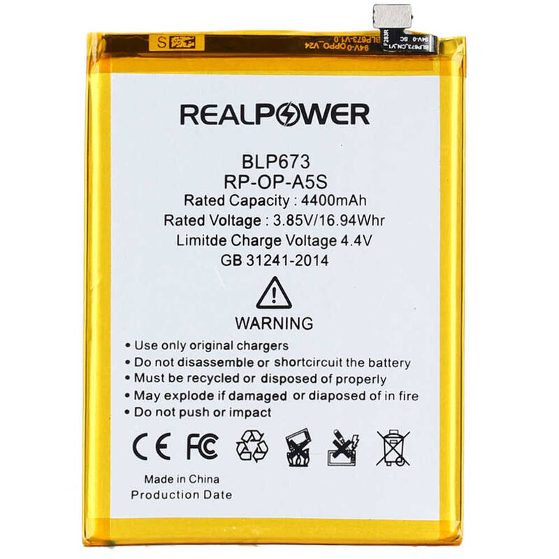 RealPower Oppo A5s Yüksek Kapasiteli Batarya Pil 4400mah