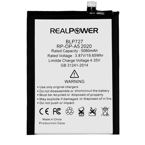 RealPower Oppo Cph1931 A5 2020 Yüksek Kapasiteli Batarya Pil 5080mah - Thumbnail