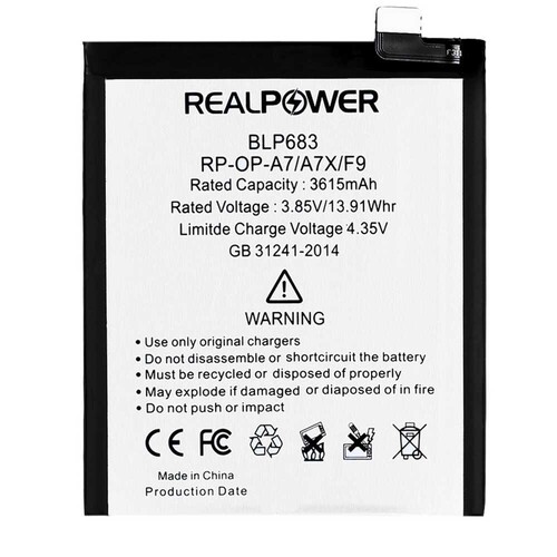 RealPower Oppo F9 Yüksek Kapasiteli Batarya Pil 3615mah - Thumbnail