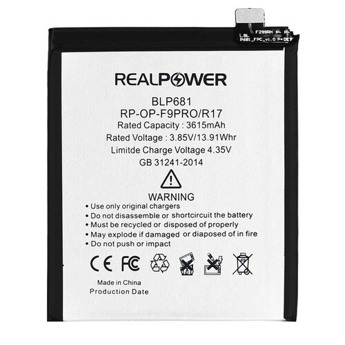 RealPower Oppo F9 Pro Yüksek Kapasiteli Batarya Pil 3615mah - Thumbnail