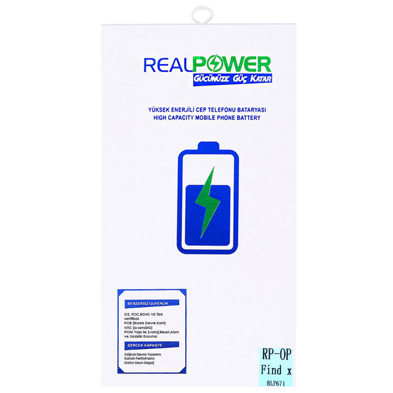 RealPower Oppo Find X Yüksek Kapasiteli Batarya Pil 3945mah