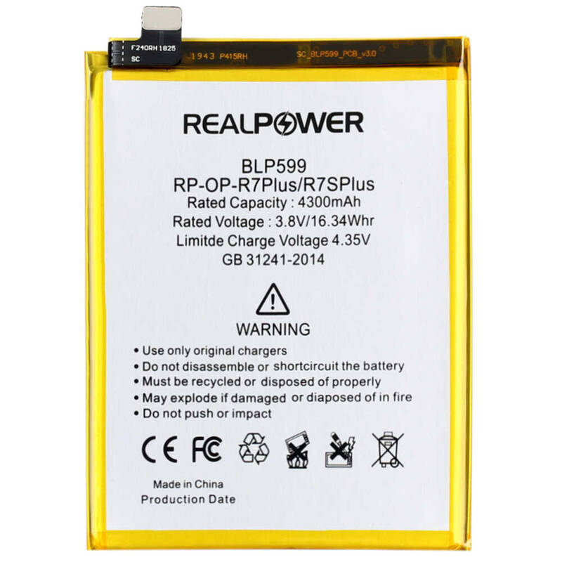 RealPower Oppo R7 Plus Yüksek Kapasiteli Batarya Pil 4300mah
