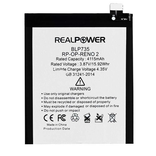 RealPower Oppo Reno 2 Yüksek Kapasiteli Batarya Pil 4115mah - Thumbnail