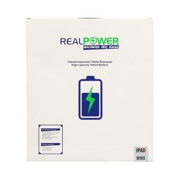 Realpower Apple iPad Mini 5 Uyumlu Yüksek Kapasiteli Batarya Pil