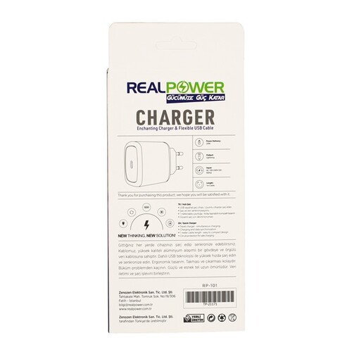 RealPower Apple Uyumlu iPhone 20 W Usb-c Güç Adaptörü Şarj Cihazı Ve Kablo Seti - Thumbnail