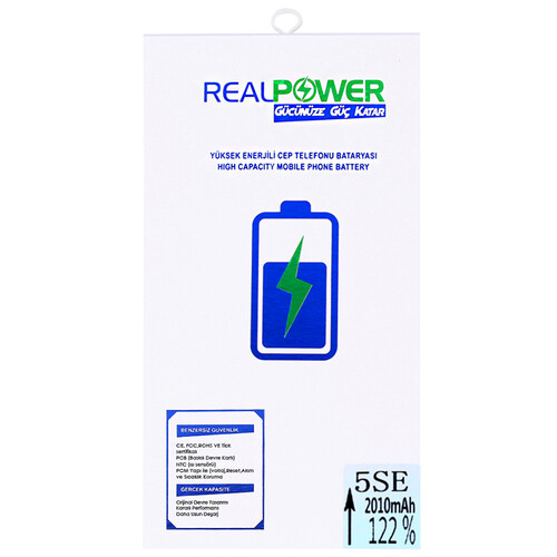 RealPower Apple Uyumlu iPhone Se Yüksek Kapasiteli Batarya - Thumbnail