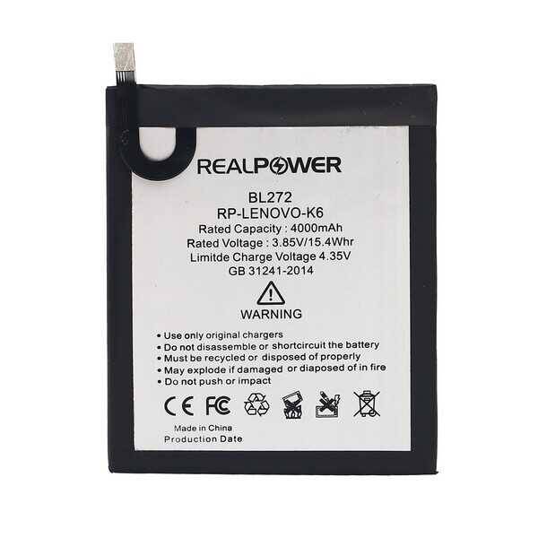 RealPower Lenovo K33a48 K6 Yüksek Kapasiteli Batarya Pil