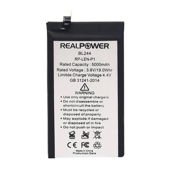 RealPower Lenovo P1 Yüksek Kapasiteli Batarya Pil