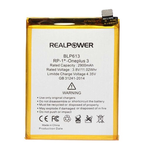 RealPower OnePlus Uyumlu 3 Batarya 2900mAh - Thumbnail