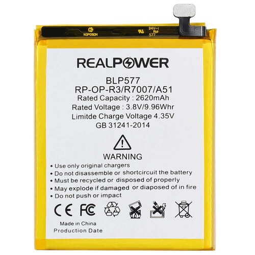 RealPower Oppo Uyumlu A51 Batarya 2620mah - Thumbnail