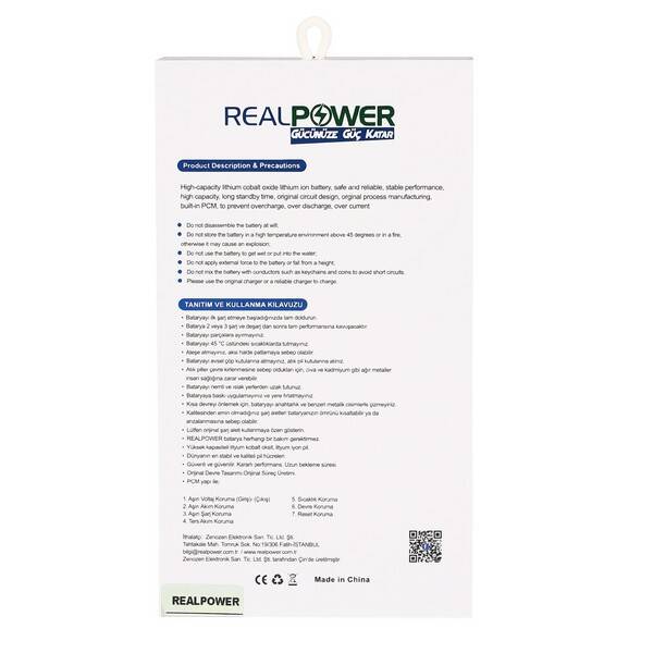 RealPower Zte Axon 7 Yüksek Kapasiteli Batarya Pil