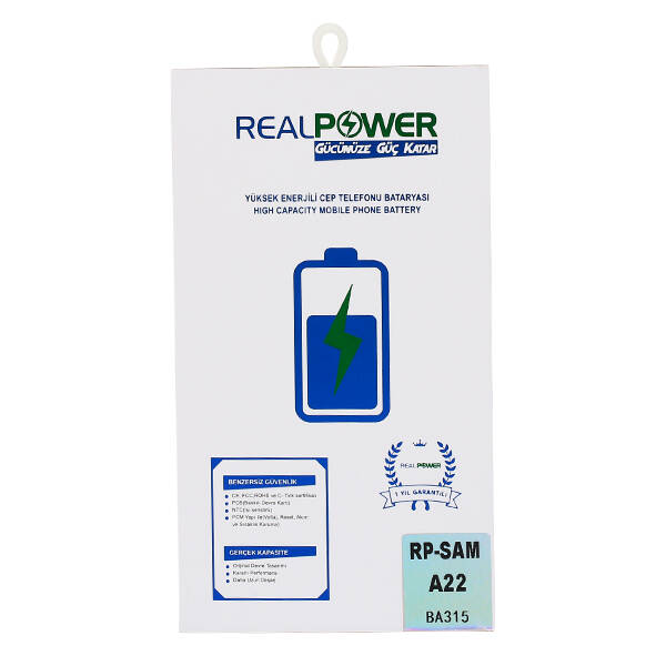 RealPower Samsung Galaxy A22 A225 Yüksek Kapasiteli Batarya Pil 5000mah