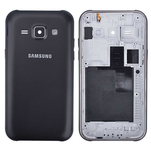 Samsung Galaxy J1 J100 Kasa Kapak Siyah Çıtasız - Thumbnail