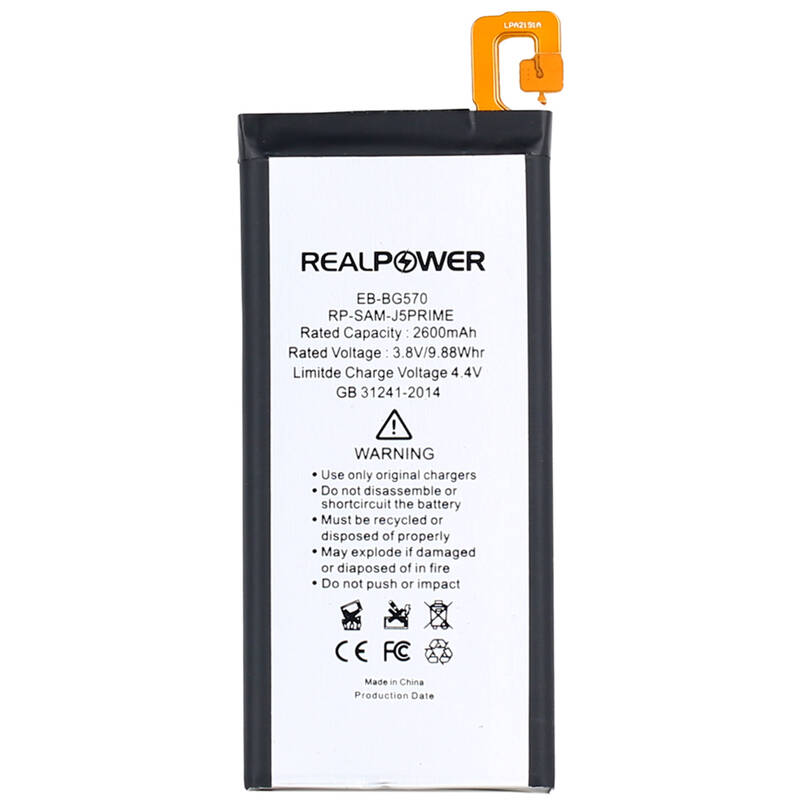 RealPower Samsung Galaxy J5 Prime G570 Yüksek Kapasiteli Batarya Pil 2600mah