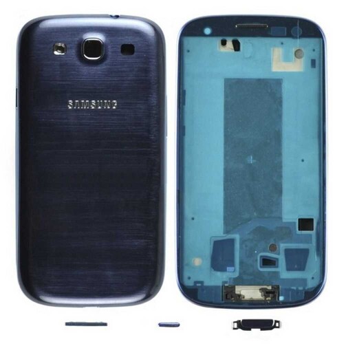 Samsung Galaxy S3 Neo i9300i i9301i i9308i Kasa Kapak Tuş Mavi Çıtalı - Thumbnail