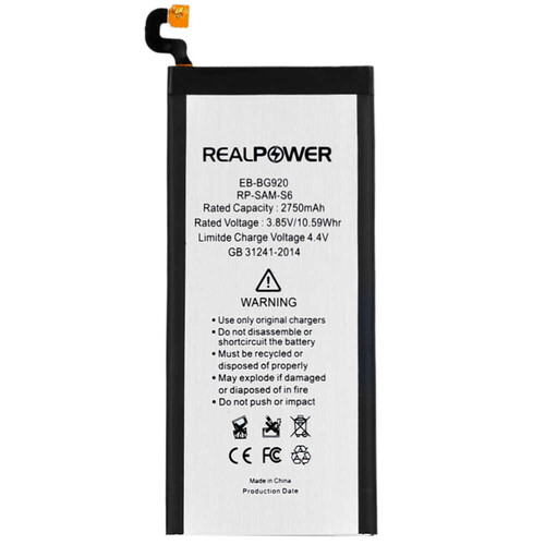 RealPower Samsung Galaxy S6 G920 Yüksek Kapasiteli Batarya Pil 2750mah - Thumbnail